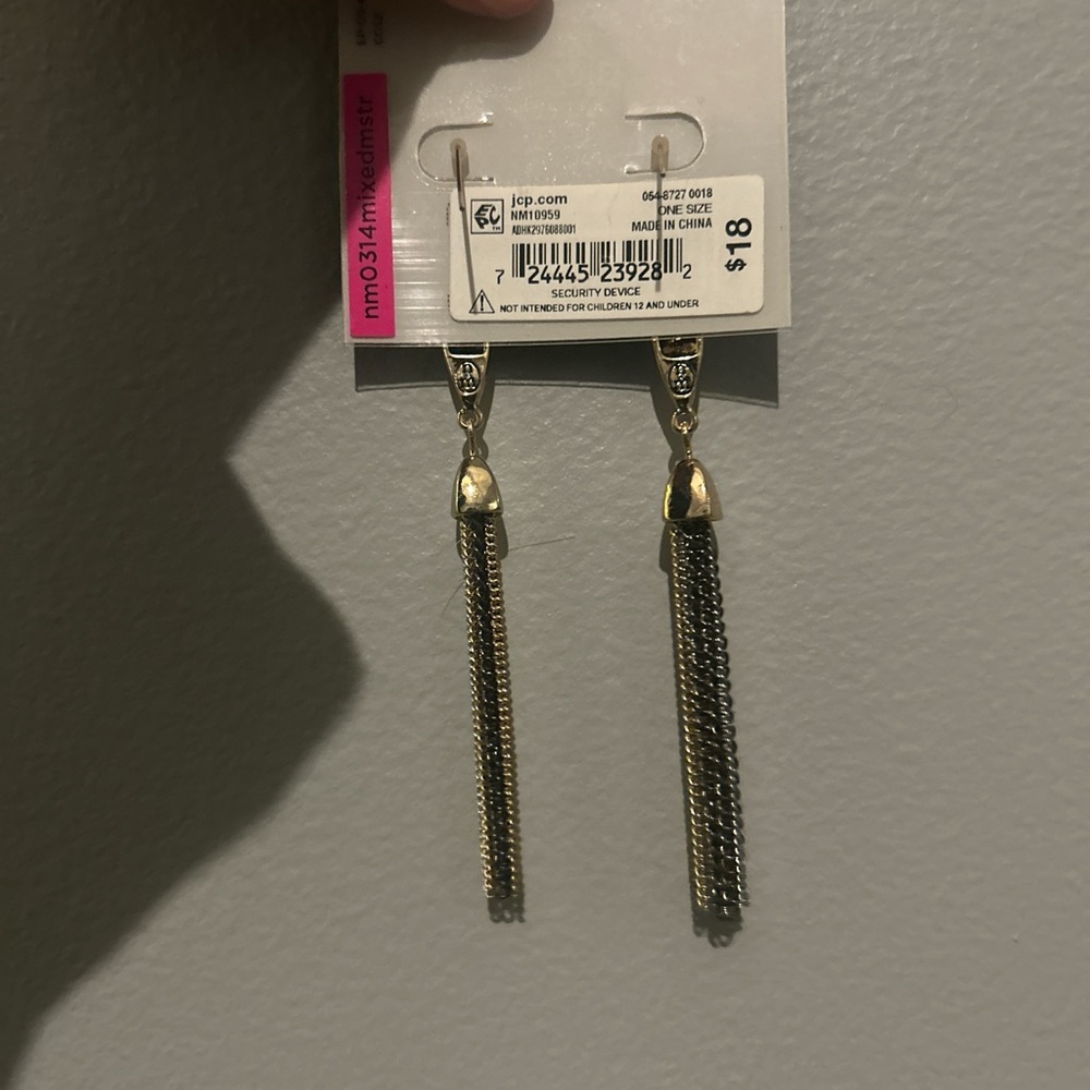 Nicole Gold and Silver Chain Earrings - Picture 3 of 3
